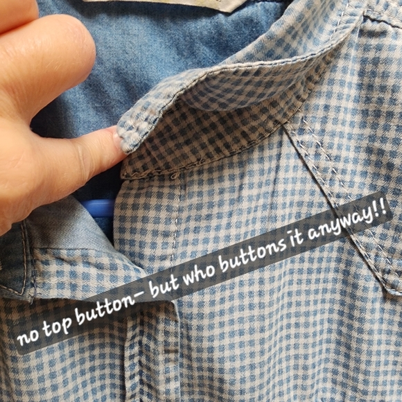 Vintage Vanilla Star Blue Gingham 100% Cotton Button-Up Shirt Size L - Picture 5 of 12